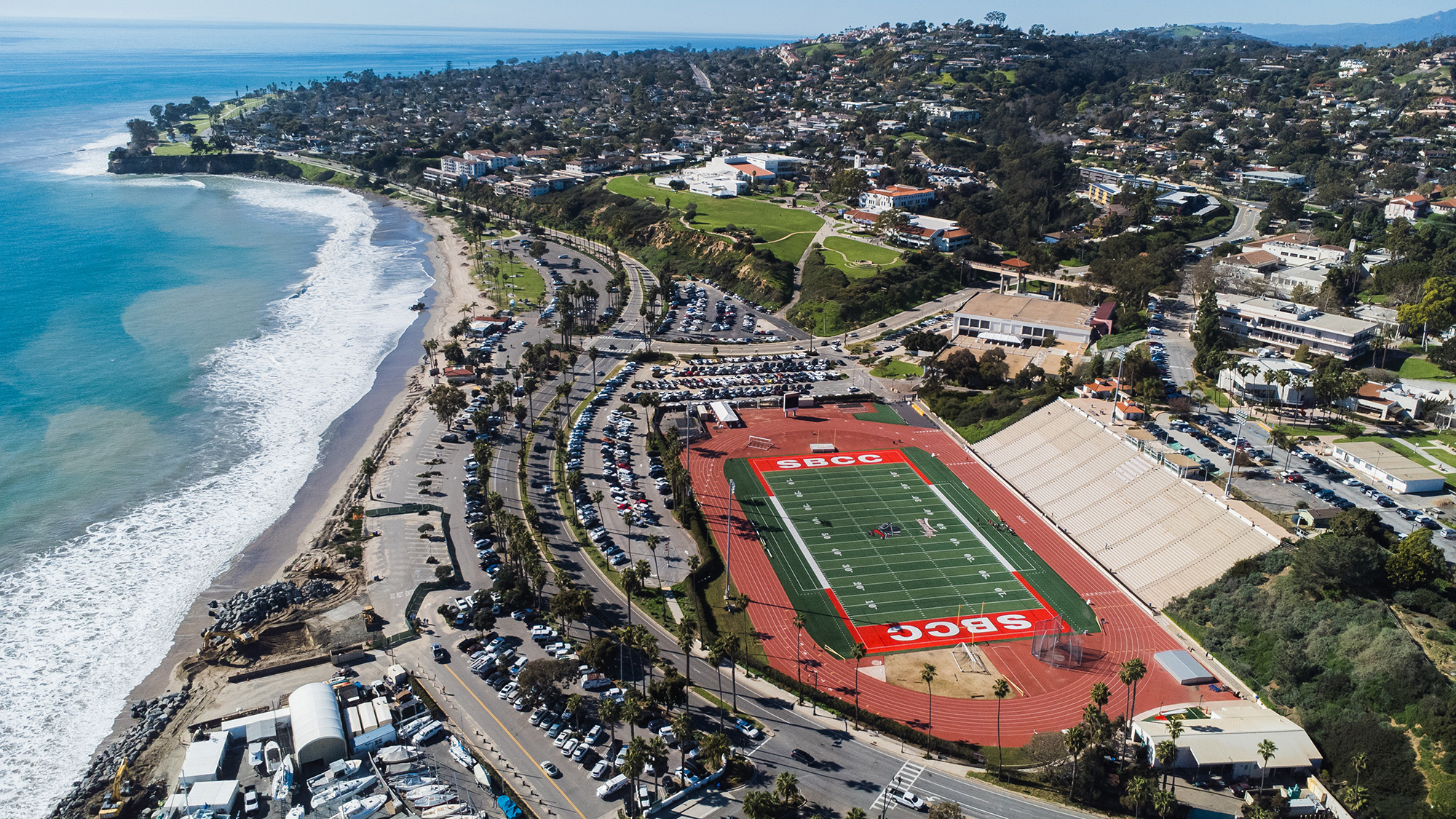 Drone shot of parking lots